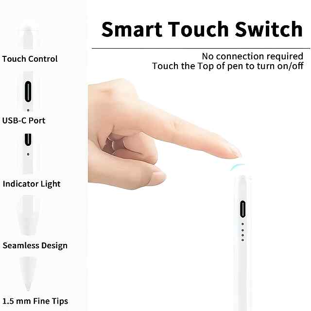 Стілус універсальний Android IOS Windows металевий, бірюзовий колір, сумісний з Huawei Xiaomi iPad, для малювання ведення нотаток (4-8год) - 1 фото товару
