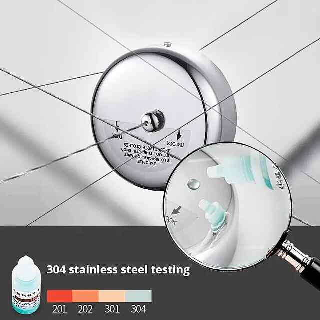 Сушарка для білизни з нержавійки, довжина 2.8м, настінна, міцна, стильна, в комплекті кріплення. - 3 фото товару