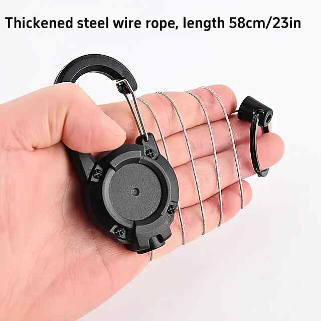 Тактичний висувний брелок-карабін з тросом для ключів та телефону. Надійний антизлодійський аксесуар. - 2 фото товару