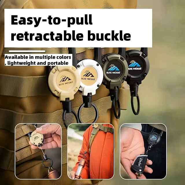 Тактичний висувний брелок-карабін з тросом для ключів та телефону. Надійний антизлодійський аксесуар. - 3 фото товару