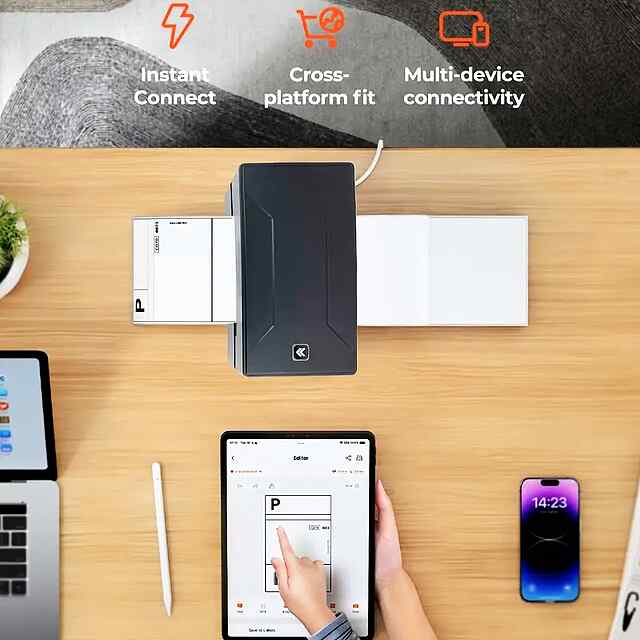 Термопринтер етикеток (Чорний) WiFi USB, 500 етикеток підставка у подарунок - 1 фото товару