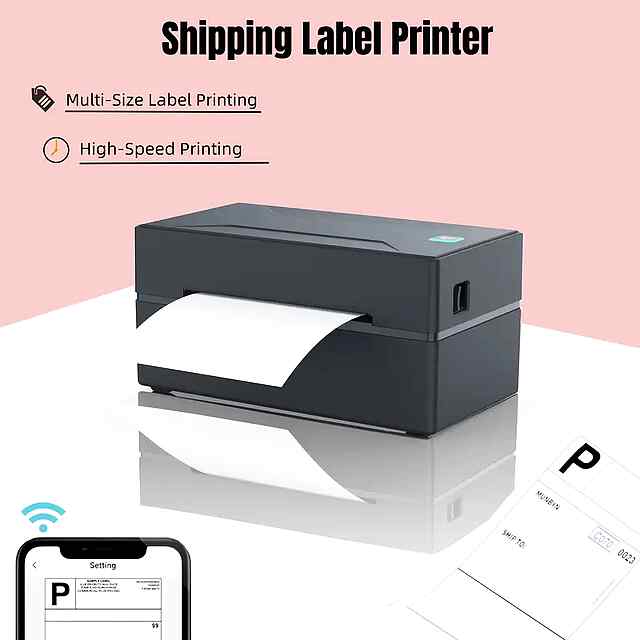 Термопринтер для етикеток (Бездротовий, Wi-Fi/USB, 500шт подарунок) - ідеально для Нової Пошти, Rozetka та ін.