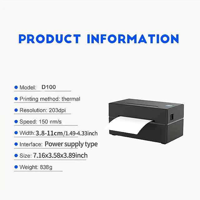 Термопринтер етикеток WiFi USB (Чорний)   500шт etiketok та підставка - 3 фото товару