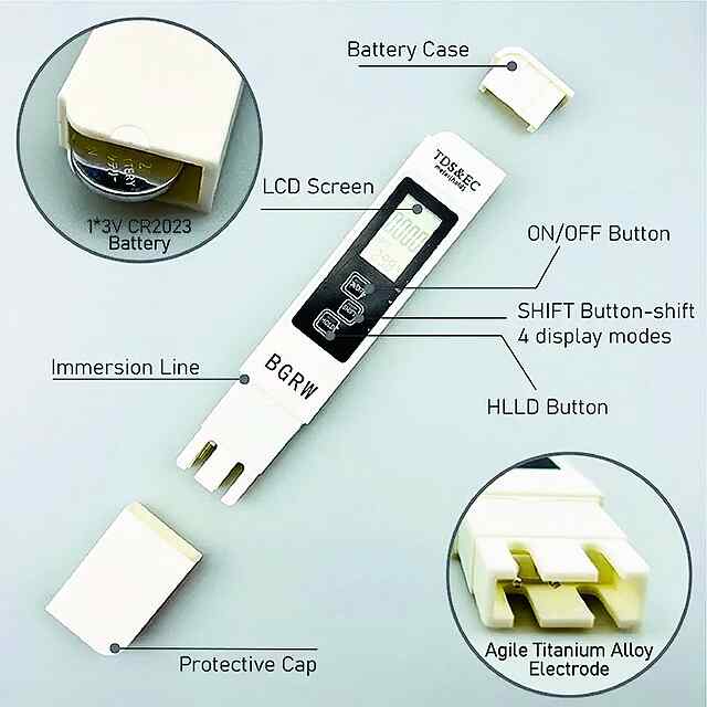 Цифровий тестер води 3в1 TDS EC Температура — перевірка якості води - 1 фото товару