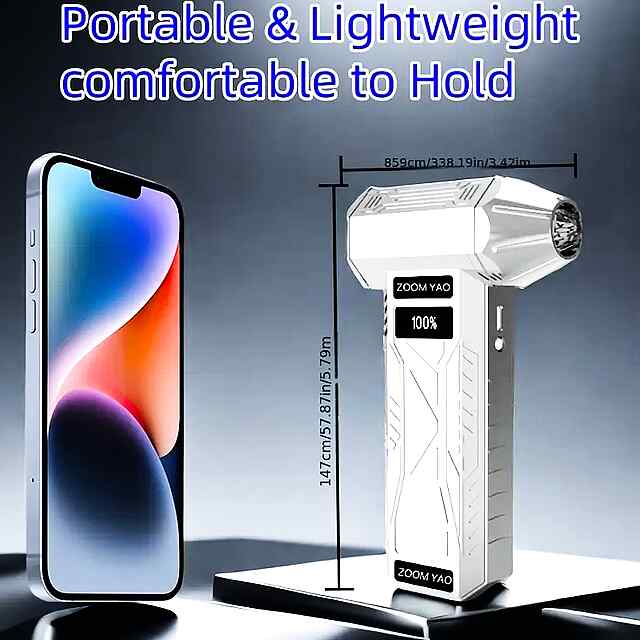 Турбовентилятор з дисплеєм, підсвіткою та USB-зарядкою. Потужне очищення від пилу. Бездротовий, портативний! Купити в UA. - 1 фото товару