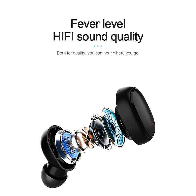 TWS A6s Bluetooth гарнітура: бездротові, спортивні, Xiaomi/Huawei/iPhone сумісні. IPX5, 3год музики. Чорний/рожевий. Купити в Україні. - 1 фото товару