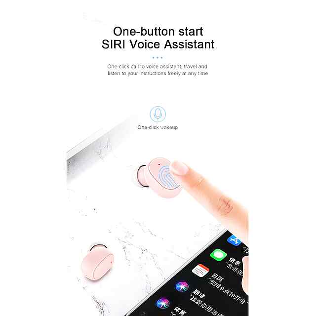 TWS A6s Bluetooth гарнітура: бездротові, спортивні, Xiaomi/Huawei/iPhone сумісні. IPX5, 3год музики. Чорний/рожевий. Купити в Україні. - 3 фото товару