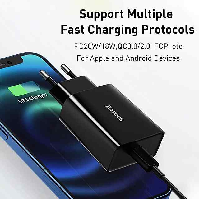 Type C ЗП, 20Вт, Power Delivery 3.0, універсальний для iPhone 8-15, PD/QC 3.0, вогнестійкий корпус. Без кабелю. - 2 фото товару