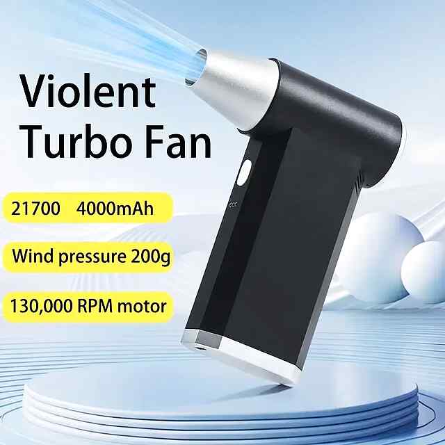 Ультра-Потужний Міні Турбо-Вентилятор: 4 рівня швидкості, акум. 4000mAh.