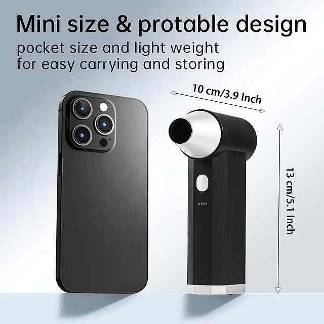 Ультра-Потужний Міні Турбо-Вентилятор: 4 рівня швидкості, акум. 4000mAh. - 3 фото товару