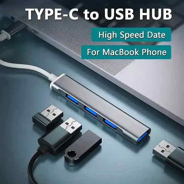 USB-C 4х Портовий Алюмінієвий Хаб - СТАЙЛ  ШВИДКІСТЬ - 1 фото товару