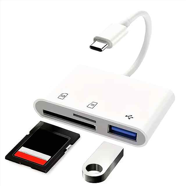 USB-C кардрідер: SD  USB 3.0 - швидка передача даних   зарядка для iPhone/iPad/Macbook/ноутбуків, фотографів і бізнесу. Сумісний зі смартфонами та планшетами з Type C. Універсальний адаптер PlugPlay.