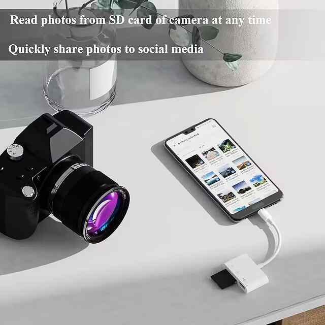 USB C Адаптер Card Reader SD/USB 3.0 для iPhone iPad MacBook Pro Air Type C - 2 фото товару