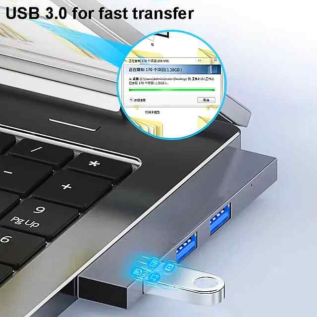 USB C Хаб TypeC 4 Порта USB3.0 OTG Алюмінієвий для Ноутбука ПК - 2 фото товару