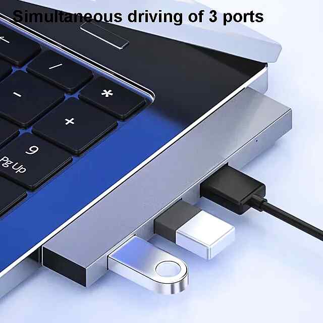USB C Хаб TypeC 4 Порта USB3.0 OTG Алюмінієвий для Ноутбука ПК - 3 фото товару