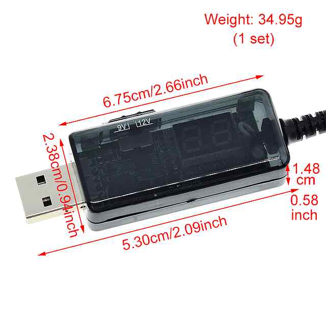 USB DC Кабель 9-12V для живлення пристроїв від USB без світла, з перемикачем напруги та комплектом переходників. Україна. - 2 фото товару
