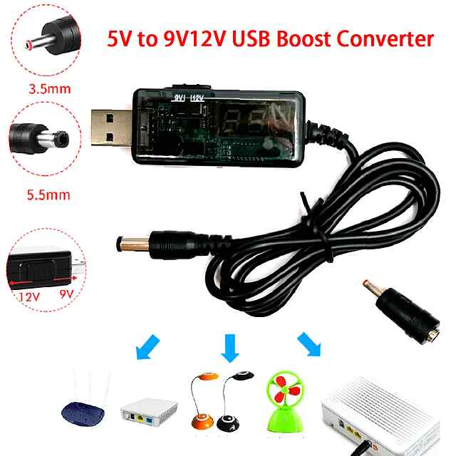 USB кабель живлення DC 9-12V для WI-FI роутера та пристроїв, 80см.