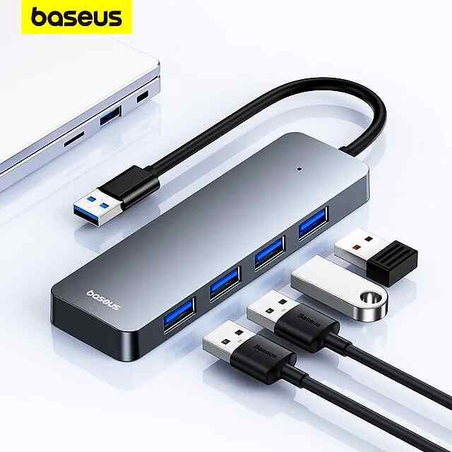 USB Hub Baseus 4xUSB3.0 BS-OHO80, 15см, Space Grey (в наявності)