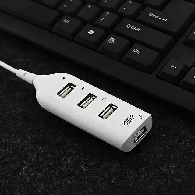 USB хаб 4 порти, USB 2.0, компактний, білий - 1 фото товару