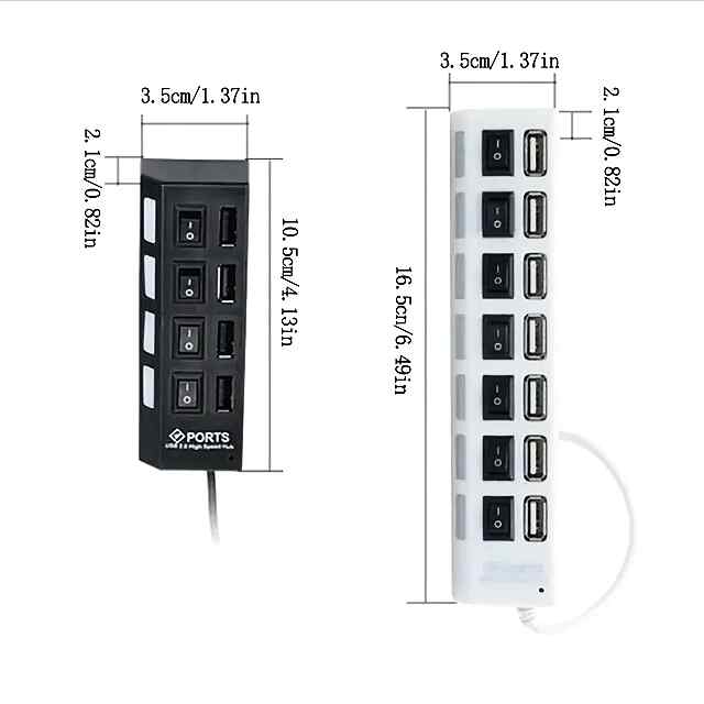 USB хаб 7-порт. Високошвидкісний, портативний для ПК/ноутбука, PlugPlay. До 480 Мбіт/с. - 3 фото товару