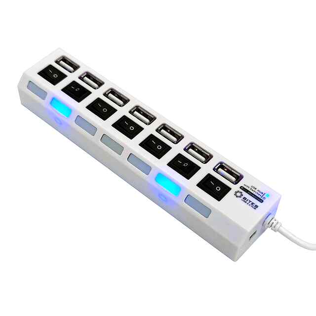 USB хаб 7-портовий Type A, швидкість до 480 Мбіт/с, пластик, PlugPlay - 0 фото товару