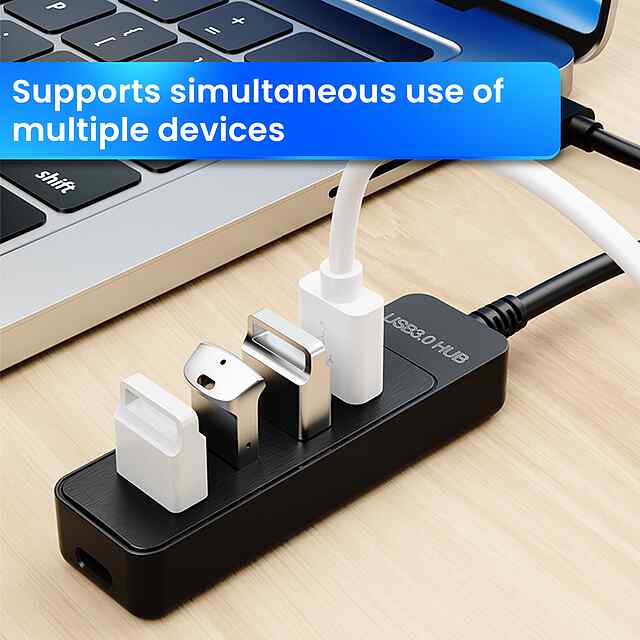 USB концентратор 5-в-1 Type-C/USB3.0 — для дому, офісу, поїздок. Швидкий обмін даними до 5Гбіт/с. Компактний та зручний. - 2 фото товару