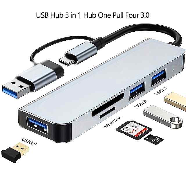 USB Type-C 2в1 концентратор: USB A   C входи для різної техніки

Багатофункціональний USB концентратор 8 in 1 (SD/TF кардрідер)

Універсальний 8-портовий USB адаптер: ПК, ноут, периферія, пристрої та інше

Алюмінієвий корпус з розсіюванням тепла для надій