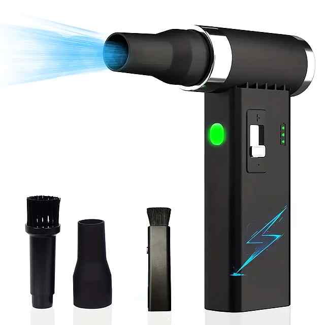 Турбовентилятор Air Duster: USB-зарядка, 110000 об/хв, плавне регулювання швидкості. Бездротовий очищувач для ПК та інтер'єру.