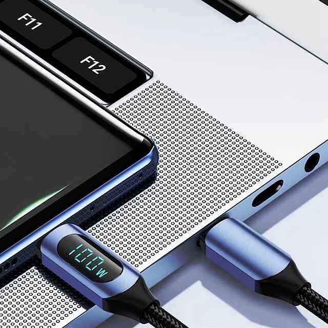 USB Type-C - USB Type-C (100W) з LED дисплеєм (XC007), 1м. Зарядка, передача даних, швидкий заряд Power Delivery, iPhone/ноутбук. - 3 фото товару