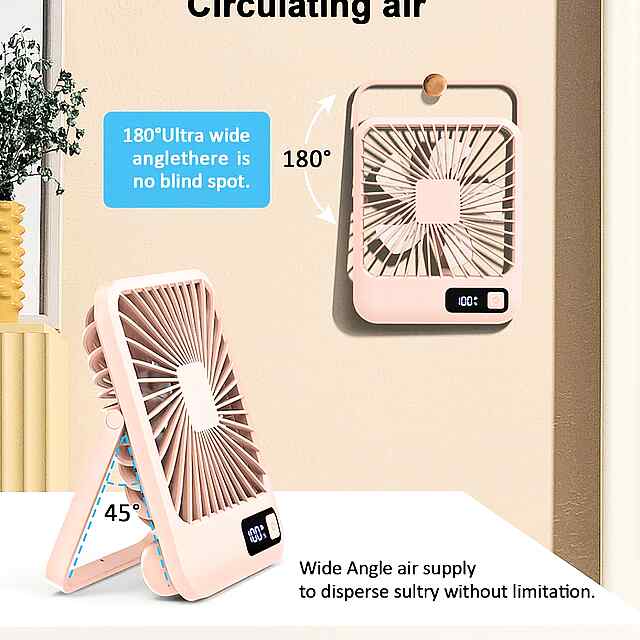 USB Вентилятор 5 Швидкостей, Складний 180°, LED Дисплей, Компактний Портативний - 1 фото товару