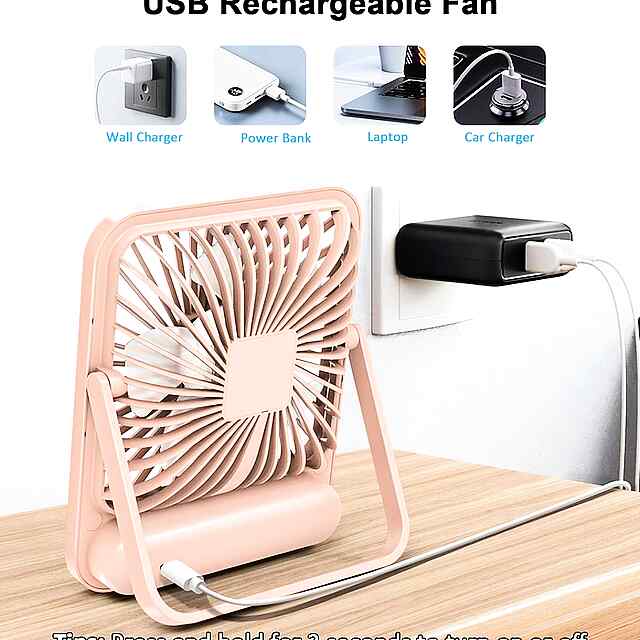 USB Вентилятор 5 Швидкостей, Складний 180°, LED Дисплей, Компактний Портативний - 2 фото товару
