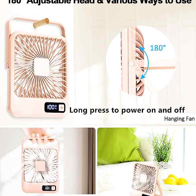 USB Вентилятор 5 Швидкостей, Складний 180°, LED Дисплей, Компактний Портативний - 3 фото товару