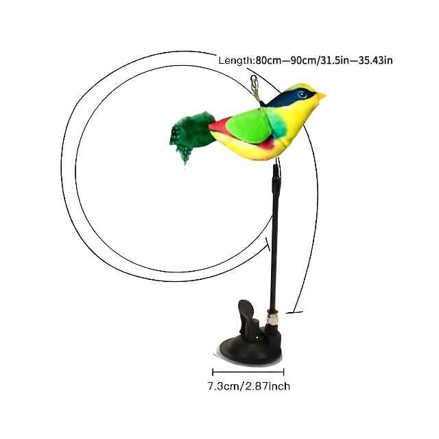 Вакуумна іграшка для котів із пір'ям та сталевим дротом. Безпечна, розвиває мисливський інстинкт. Купити в Україні. - 1 фото товару