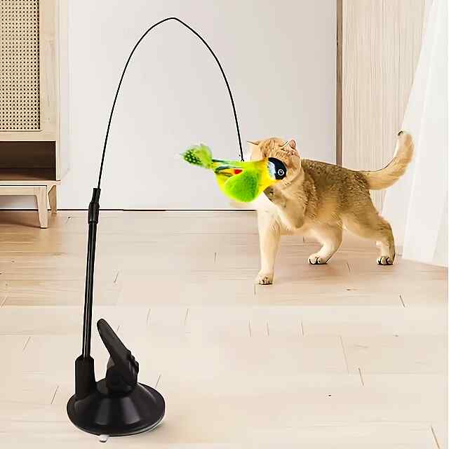Вакуумна іграшка для котів із пір'ям та сталевим дротом. Безпечна, розвиває мисливський інстинкт. Купити в Україні. - 2 фото товару