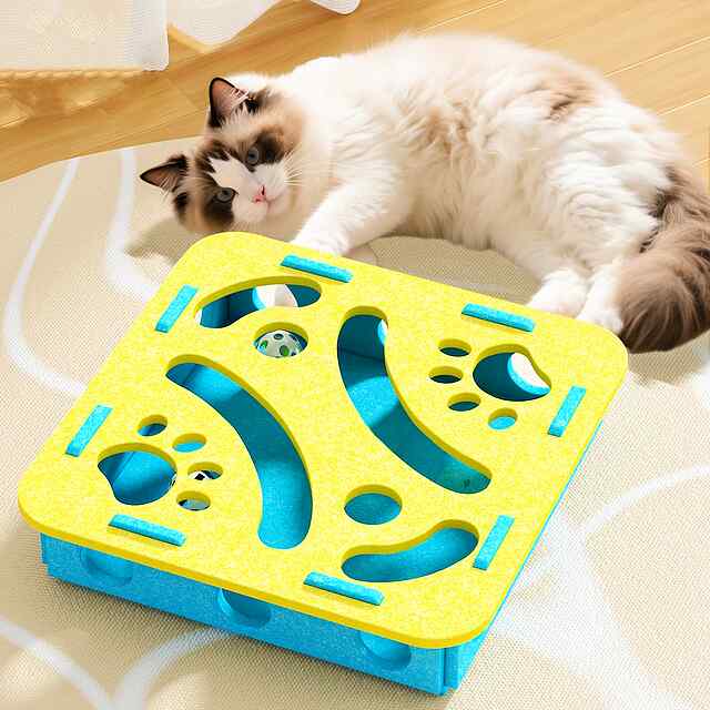 Весела Коробка для Котів – Інтерактивна Рибалка Іграшка з М'ячиками ???? Розвиває, Забавляє, Здорова ????