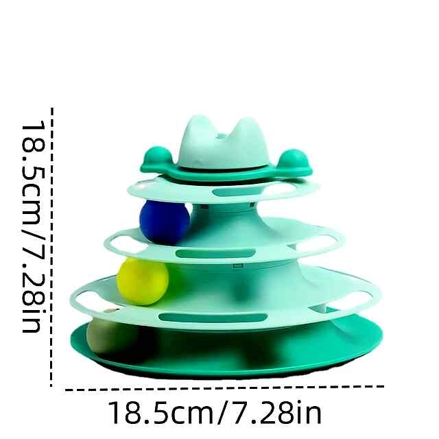 Вежа-іграшка 3 рівня з м'ячиками та пір’ям для активних котів - 1 фото товару