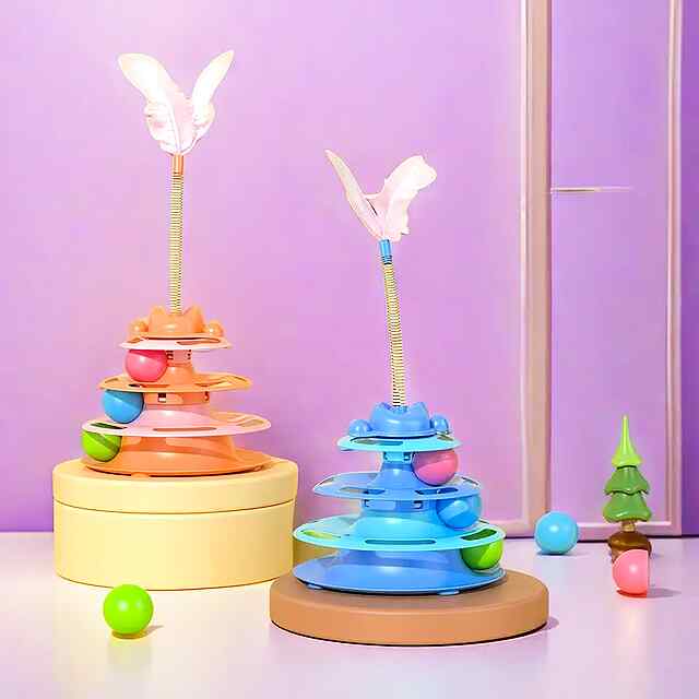 Вежа-іграшка для активних котів з м'ячиками на 3 рівнях - 2 фото товару