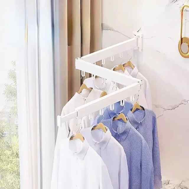 Вішалка для білизни складна настінна з алюмінієвого сплаву - 60см - 1 фото товару