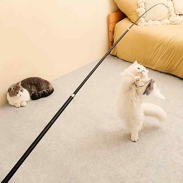 Вудка інтерактивна для котів, 180 см з пір'ям - 1 фото товару