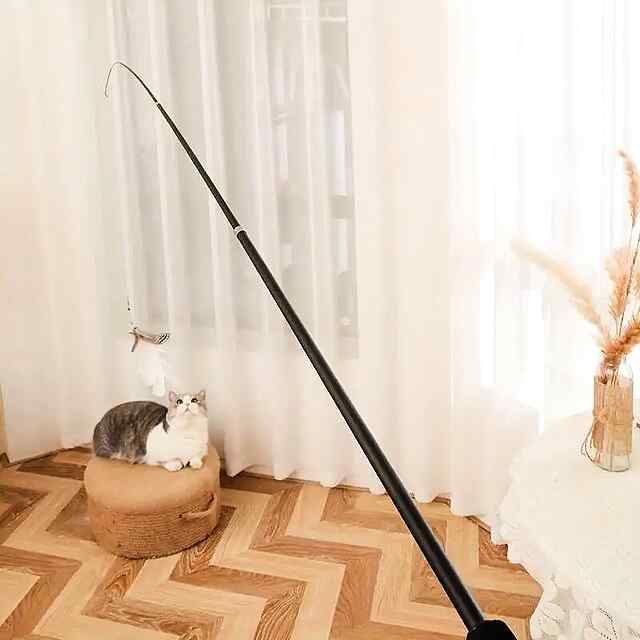 Вудка з пір’ям для котів 180 см, інтерактивна гра для улюбленця - 3 фото товару