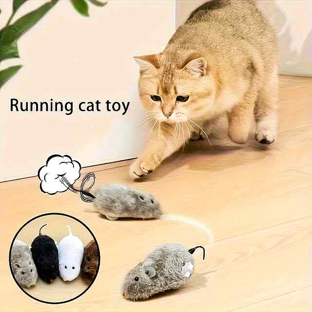 Заводна плюшева мишка для котів та собак ???? Міцна, екологічна іграшка з реалістичними рухами.