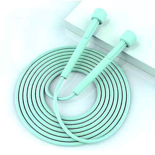 Зелена скакалка для фітнесу з протиковзними ручками, регульована довжина, ПВХ мотузка.