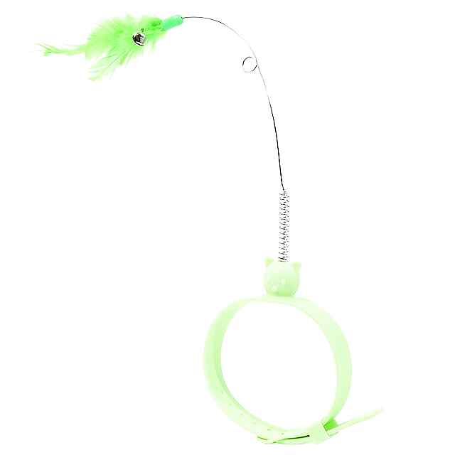 Зелений силікон. нашийник з іграшкою для котів, пір'я   чат - 2 фото товару