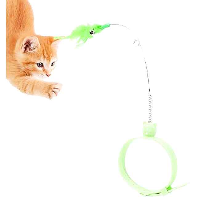 Зелений силікон. нашийник з іграшкою для котів, пір'я   чат - 3 фото товару
