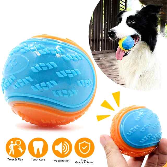 Жувальний м'ячик з пищалкою для собак, очищення зубів (6.5*6.5 см) - 0 фото товару
